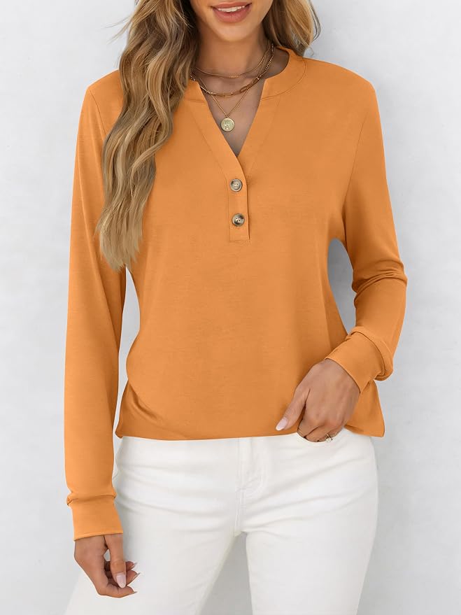 ANRABESS Women's Long Sleeve Shirts 2026 Spring Fashion Dressy Casual Tops Trendy Henley Blouses Cute Work Outfits Clothes