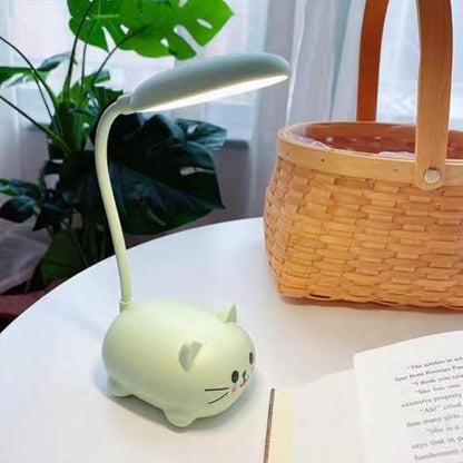LED Desk Lamp，Mini Cat Night Light, Portable LED Table Light, Cute Foldable USB Rechargeable Reading Light Bedroom Children's Bedside Study (Green)