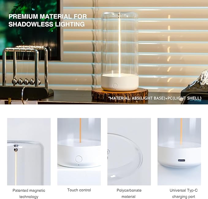 Mini Minimalist Table Lamp Cordless LED Desk Lamp Rechargeable Modern Night Lights Portable Nightstand Lamps Unique Ambient Light Mood Lighting for Bedroom, Beside, Nursery
