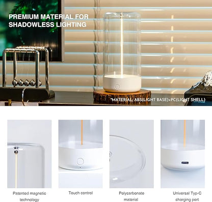 Mini Minimalist Table Lamp Cordless LED Desk Lamp Rechargeable Modern Night Lights Portable Nightstand Lamps Unique Ambient Light Mood Lighting for Bedroom, Beside, Nursery