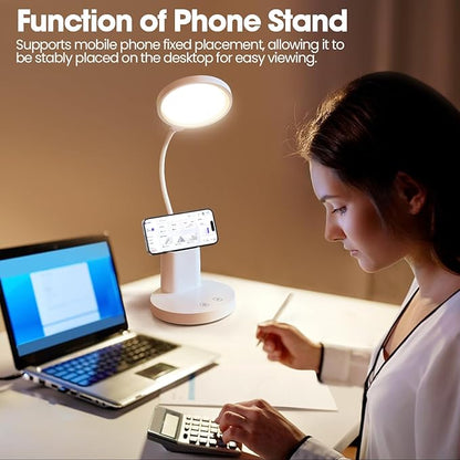 Desk Lamps for Home Office with Pen Holder/Organizer,6 Color Modes,Stepless Dimming,Study Desk Lamp for Kids,LED Desk Light Gooseneck Eye-Caring Lamp with Phone Stand/Storage,College Dorm Essentials