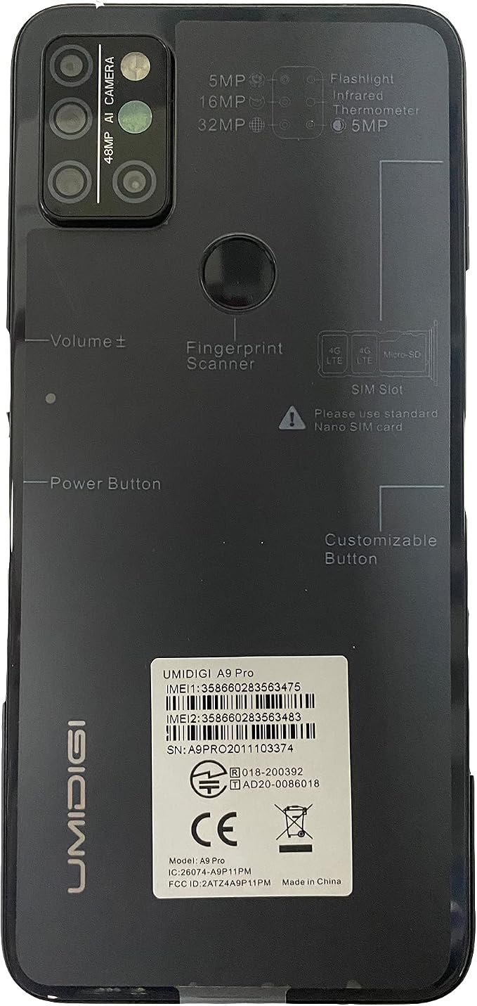 UMIDIGI A9 Pro Unlocked Cell Phones(4+64GB) 6.3" FHD+ Full Screen, 4150mAh High Capacity Battery Smartphone with AI Matrix Quad Camera, Dual SIM Phone