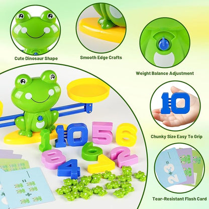 Frog Balance Math Toy for Preschool – Cool Counting Manipulatives and STEM Learning Materials for Kids Ages 5-7, Fun Number Match Activity for Pre-K Classroom and Early Education Centers
