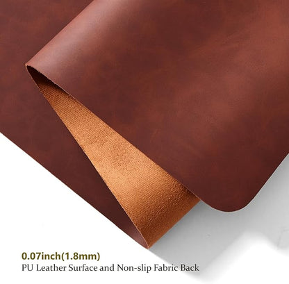 Distressed Leather Desk Mat - Non-Slip PU Desk Pad for Office and Home - Desk Organization and Accessories - Ideal for Large Mouse Pad and Desk Mats on Top of Desks(Mahogany,27.6"x 13.8")