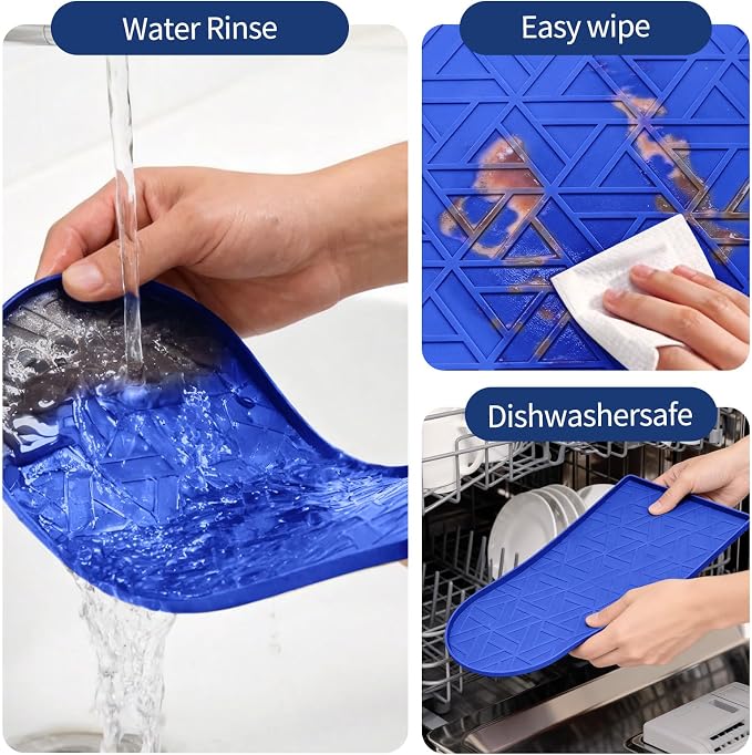 Silicone Coffee Mat,15.8"x7.9" Coffee Bar Mats for Countertop,Espresso Mat, Silicone Heat Resistant Mat for Espresso Machine/Coffee Maker (Blue)