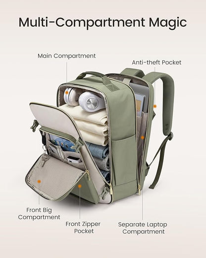 LOVEVOOK 56L Travel Backpack for Women & Men, Airline Approved Carry On Luggage with 3 Packing Cubes, TSA Overnight Bags, Waterproof Personal Item Bag, Weekender Essentials Backpacks fits 17" Laptop