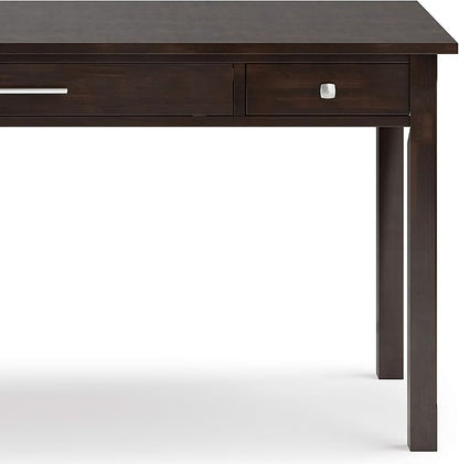 SIMPLIHOME Avalon SOLID WOOD Contemporary 60 Inch Wide Large Desk in Tobacco Brown, For the Office Desk, Writing Table, Workstation and Study Table