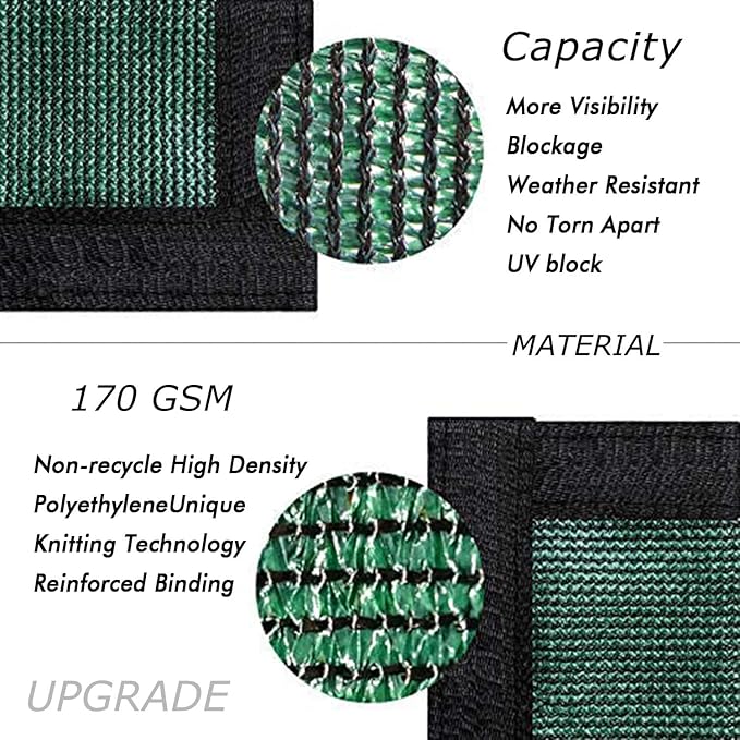 UPGRADE Privacy Fence Screen 6'x56' Dark Green Outdoor 90% Visibility Blockage 170 GSM Mesh Shade Cover Panels for Backyard,Balcony,Home Decoration with Zip Ties,Customized Avaliable