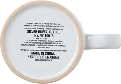 Silver Buffalo Gilmore Girls Coffee, Wax Resist Ceramic Pottery Mug, 17oz | Lukes, Cup, Pot Logo, 0.5 Liters