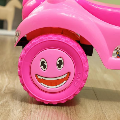 Qaba Toddler Push Car, Foot to Floor Ride on Toy with Horn, Light, Music, Steering Wheel, Anti-Over-Backwards Device & Under Seat Storage, Baby Sliding Car for Boys Girls 18-36 Months, Pink