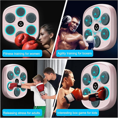 OurStarry Smart Music Boxing Machine for Adults and Kids, Wall Mounted Punching Trainer with Boxing Gloves, LED Electronic Target, 9 Modes and 9 Speeds, Home Gym Workout Equipment