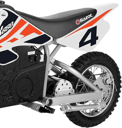 Razor MX650 Dirt Rocket Bike Electric Ride-On for Ages 16+, 220 lb Max Weight, Orange – 36V Battery, Up to 17 Mph, 40-Min Run Time, Twist-Grip Throttle, 16” Front and 14” Rear Pneumatic Tires