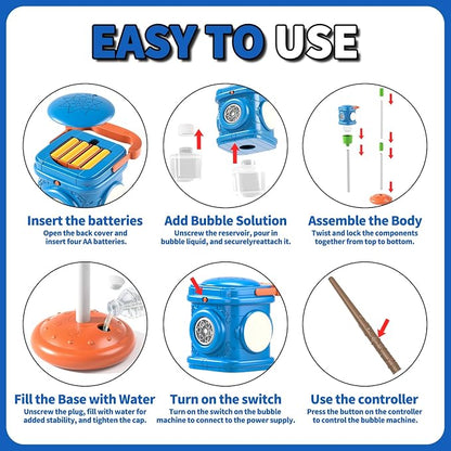 Bubble Machine for Kids, Automatic Bubbles Blower Maker for Kid Toddlers, 2-In-1 Remote Control Street Lamp Bubble Maker with Adjustable Height, Bubble Maker for Wedding Birthday Party Camping Outdoor