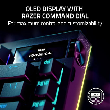 Razer BlackWidow V4 Pro 75% Wireless Gaming Keyboard, Orange Switches | Tactile & Quiet Switches, OLED Display, Hot Swappable, 4K Hz Wireless, Bluetooth, Command Dial, Chroma RGB, Razer Snap Tap