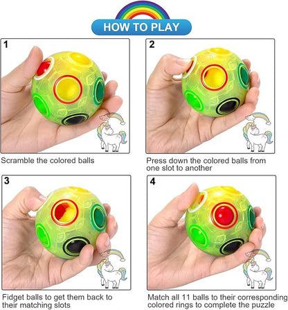 Vdealen Magic Rainbow Puzzle Ball, Fidget Ball Puzzle Brain Teaser Fidget Toy for Boys & Girls- Birthday Party Easter Valentines Christmas Stocking Stuffers for Kids Teen & Adults(Green)