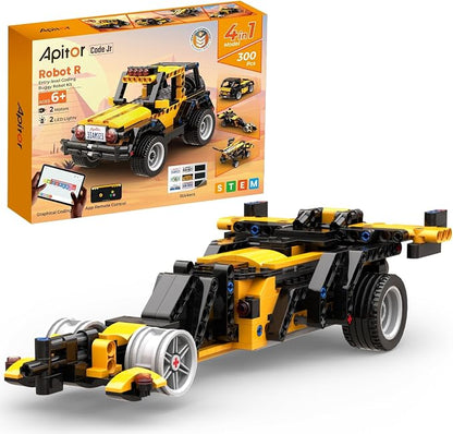 Apitor Robot R 4-in-1 Robot Building Kit, APP Remote Control STEM Coding Toys, Educational Gifts for Boys Girls Kids Ages 6-12, 4 Control Modes (300 Pieces)