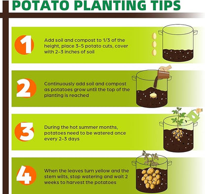 5 Pack 3 Gallon Grow Bags, Thickened Nonwoven Fabric Planter Pots with Handles, Heavy Duty 300G Garden Pots for Tomato, Potato and Vegetable