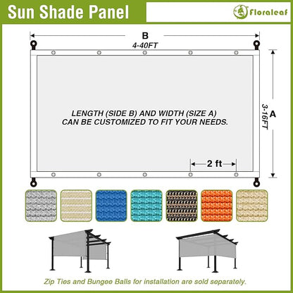 16' × 27' Pergola Shade Cover Universal Replacement Canopy Cover Outdoor Durable Fabric Sun Shade Cloth for Deck Patio Porch Backyard Gazebo with Grommets & Weighted Rods, Light Gray