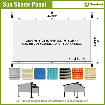 9' × 4' Pergola Shade Cover Universal Replacement Canopy Cover Outdoor Durable Fabric Sun Shade Cloth for Deck Patio Porch Backyard Gazebo with Grommets & Weighted Rods, Beige