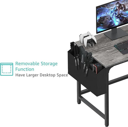 Lufeiya Computer Desk with Fabric Drawers, 40 Inch Gaming Desk for Small Space Home Office, Modern Simple Study Writing Table PC Desks for Bedroom, Gray