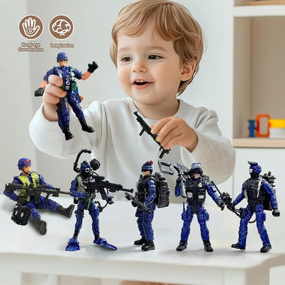 Army Men,Army Men Action Figure with Weapons Military Soldier Playset SWAT Team Toy Birthday Easter Gift Boy Age 4-7