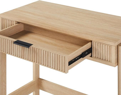 Walker Edison Office Writing and Computer Desk Spacious Desktop, Complementary in Living Spaces, 38 Inch, Reeded Lift-Top Coastal Oak