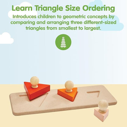 PlanToys® Triangle Matching Puzzle Wooden Sorting & Logic Toy for Kids Ages 3+ | Montessori Educational Game for Fine-Motor Skills & Spatial Reasoning | Eco-Friendly Learning Toy