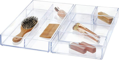 iDesign Clarity Kitchen Drawer Organizer, 8" x 8" x 2", Clear | For Silverware, For Spatulas, For Gadgets, Medium