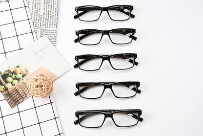 Eyekepper Vintage Reading Glasses for Men - 5 Pack Spring Hinges Classic Readers - Black Frame +1.25