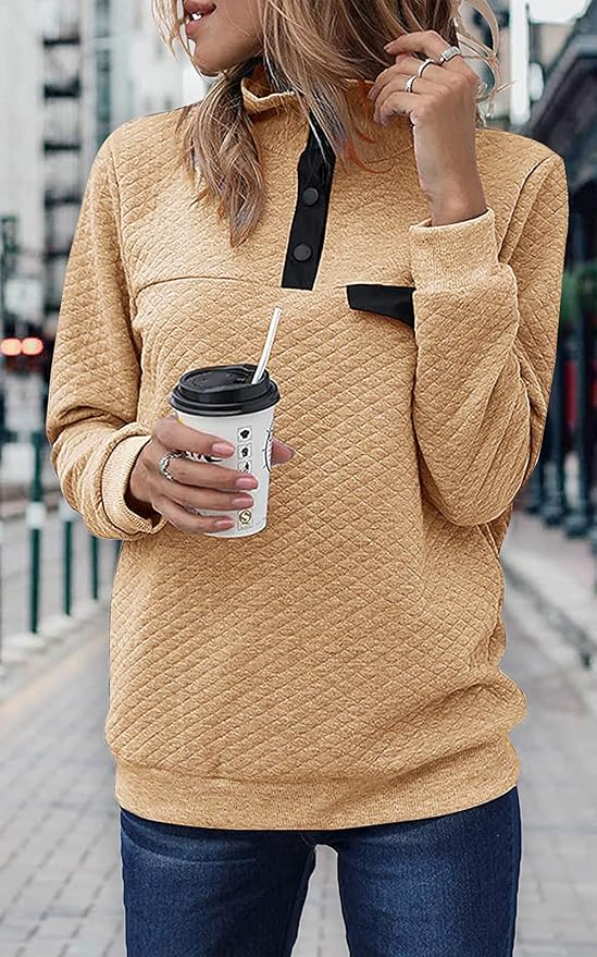 BTFBM Women Fashion Quilted Pattern Lightweight Zipper Long Sleeve Plain Casual Ladies Sweatshirts Pullovers Shirts Tops