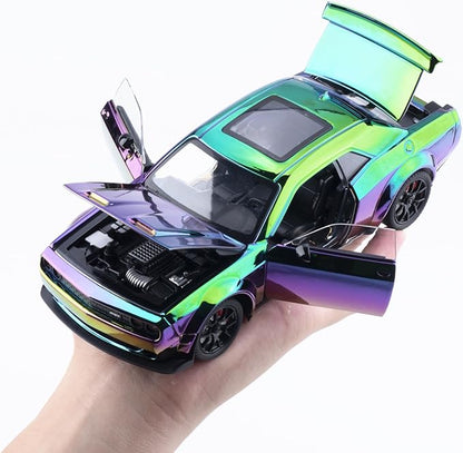 Car Toys for Boys 1/24 Diecast Cars Hellcat SRT Collectibles Model Kit,Pull Back Metal Toy Car with Lights and Sounds,Toy Cars for Boys Age 4-7（Gradient Purple）