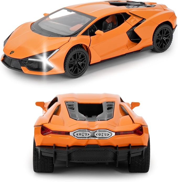 BDTCTK 1/32 Comapatible for Lamborghini ‌Aventador LP700-4 Model Car, Zinc Alloy Diecast Pull Back Toy Cars with Sounds and Lights Vehicles for Kids Boy Girl Gift (Orange)