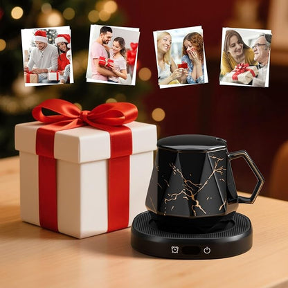 Coffee Mug Warmer Set Electric Heated Beverage Tea Cup Warmer for Desk | Awesome Mug Warmer Set Coffee Accessories, 4 Temperature Control, 8 Hours Auto Shut Off, Office Men Christmas Birthday Gift