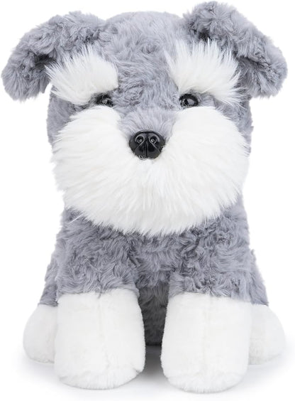 WEIGEDU Schnauzer Stuffed Animal Plush Dog Toy, 10.6 Inch, Grey | Soft Puppy Plushie, Huggable Sitting, Realistic, Cuddle Toy Gift