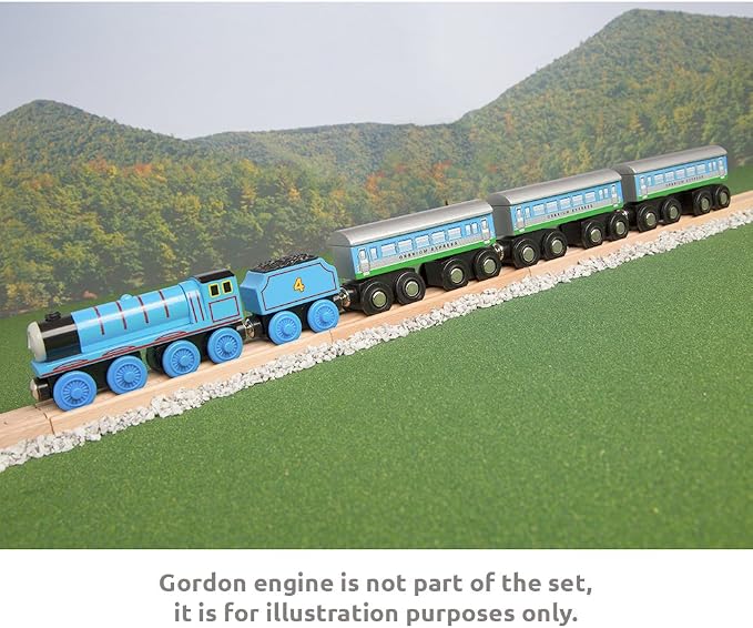 Orbrium 3 Pcs Large Wooden Railway Express Coach Cars, Compatible with Thomas & Friends Push-Along The Tank Engine, Brio, Chuggington Wooden Train (Pack of 2)