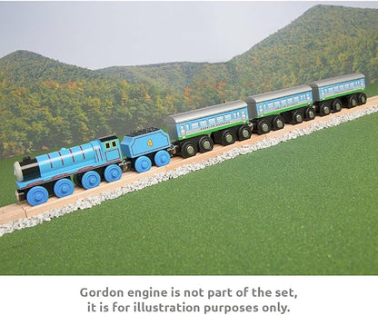 Orbrium 3 Pcs Large Wooden Railway Express Coach Cars, Compatible with Thomas & Friends Push-Along The Tank Engine, Brio, Chuggington Wooden Train (Pack of 2)