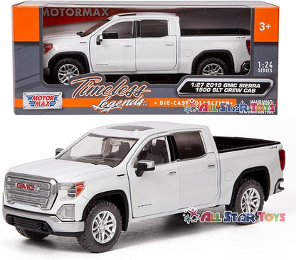 2019 GMC Sierra 1500 SLT Crew Cab 4x4 Pickup Truck with Sunroof White Timeless Legends Series 1/24-1/27 Diecast Model Car by Motormax 79361