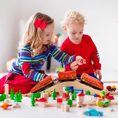 Mototo 2 Pack Wooden Train Track Bridge Wooden Train Accessories Wood Track Bridge Collection Wood Railroad Pieces Expansion Set Addition to Most Railway for Operation Christmas Shoebox Birthday Gift