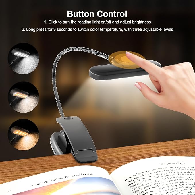 OPTIXCELL Book Stand with Light, Hands Free Book Holder, Gifts Book Lovers | Hands Free, Adjustable Height Angle, Built-in Storage Tray, 3-Mode Reading Light, Foldable Metal Frame, Fits Cookbook Tablet