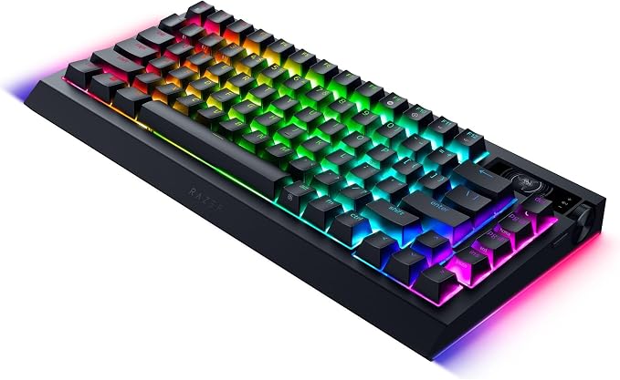 Razer BlackWidow V4 Pro 75% Wireless Gaming Keyboard, Orange Switches | Tactile & Quiet Switches, OLED Display, Hot Swappable, 4K Hz Wireless, Bluetooth, Command Dial, Chroma RGB, Razer Snap Tap