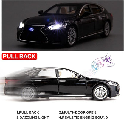 BDTCTK 1/32 Compatible for Lexus Ls500h Model Car, Zinc Alloy Pull Back Toy car with Sound and Light for Kids Boy Girl Gift(Black)