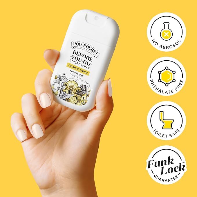 Poo-Pourri Before-you-Go Toilet Spray Bundle, Original Citrus 2 Fl Oz and Original Citrus 1 Fl Oz Pocket Travel Size - Lemon, Bergamot and Lemongrass
