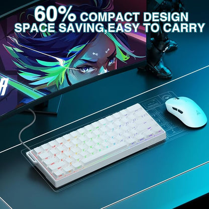 Aula WIN60 HE - 60% Mechanical Gaming Keyboard Wired, Hall Effect Magnetic Switch Hot Swappable, Adjustable Actuation RT Mode, 8000 Hz Polling Rate, RGB Keyboard 60 Percent Compact Design for PC