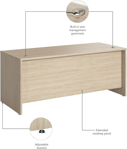 Bush Business Furniture Studio C Office Desk, Computer Table for Home or Professional Workspace, 72W x 30D, Natural Elm