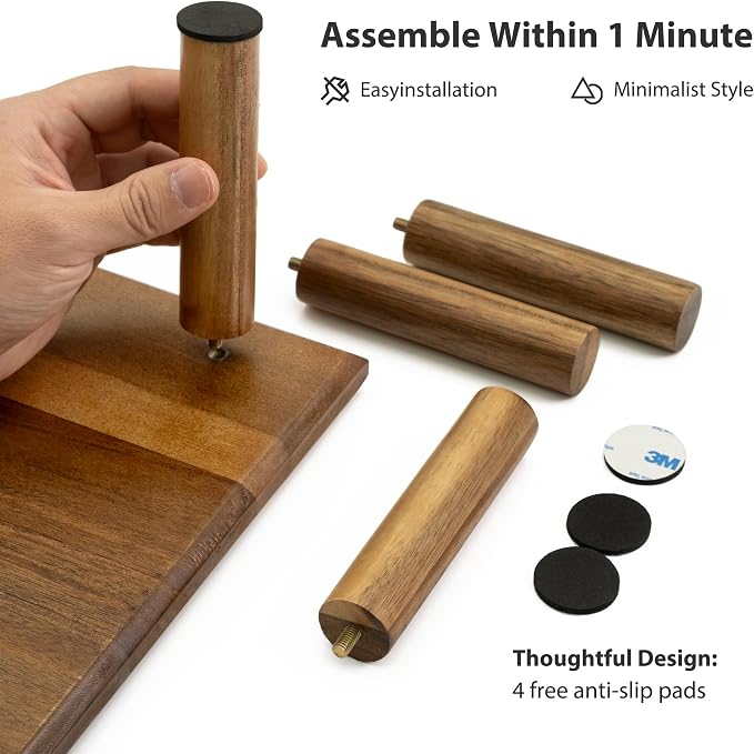 Dual Monitor Stand Riser Acacia Wood, Wooden Desk Monitor Riser for 2 Monitors Supports for Monitor, Printer, Heavy TV Riser up to 130 lbs