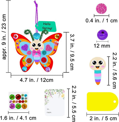 Winlyn 24 Sets Butterfly Craft Kits DIY 3D Rainbow Butterfly Ornaments Decorations Art Set Foam Stickers Arts and Crafts for Kids Spring Summer Camping Party Classroom Activities Art Project