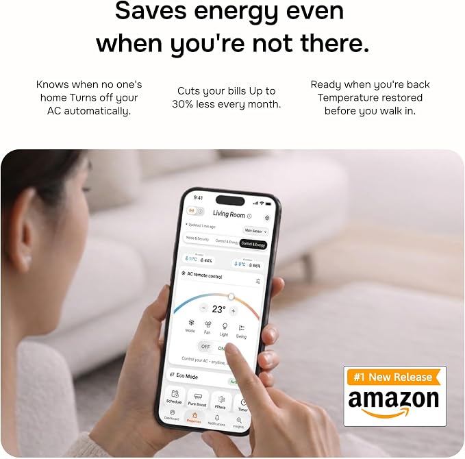 Layla Smart Home Agent 9-in-1 Smart Sensor & Air Quality Monitor (CO2, bVOC, Humidity) | Noise & Motion Detector, AC Controller, Energy Savings | Compatible with Alexa & Google Home | No Subscription
