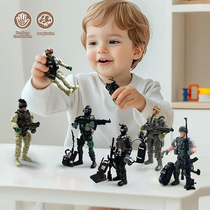 Army Men Set, Soldiers Toys for Boy Age 4-7,Army Men Action Figure Military Playset with Military Weapons Accessories,Army Toy Set for Kids Toddler Boy