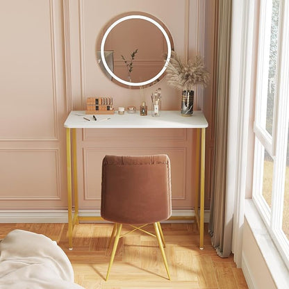 WOHOMO Folding Desk, 39.4" Foldable Computer Table for Small Spaces, Gold | Easy Assembly and Fold, Sturdy Home office desks for Study Bedroom Dorm Space Saving Writing Work Apartment