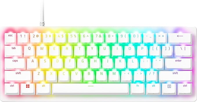 Razer Huntsman V3 Pro Mini 60% Esports Gaming Keyboard, White | Analog Optical Switches, Razer Snap Tap, Rapid Trigger, Adjustable Actuation, Dual-Purpose Mod Keys, Doubleshot PBT Keycaps